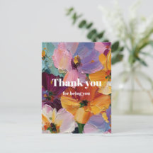 Cartão de Saudação com Pintura Floral Vibrante em 