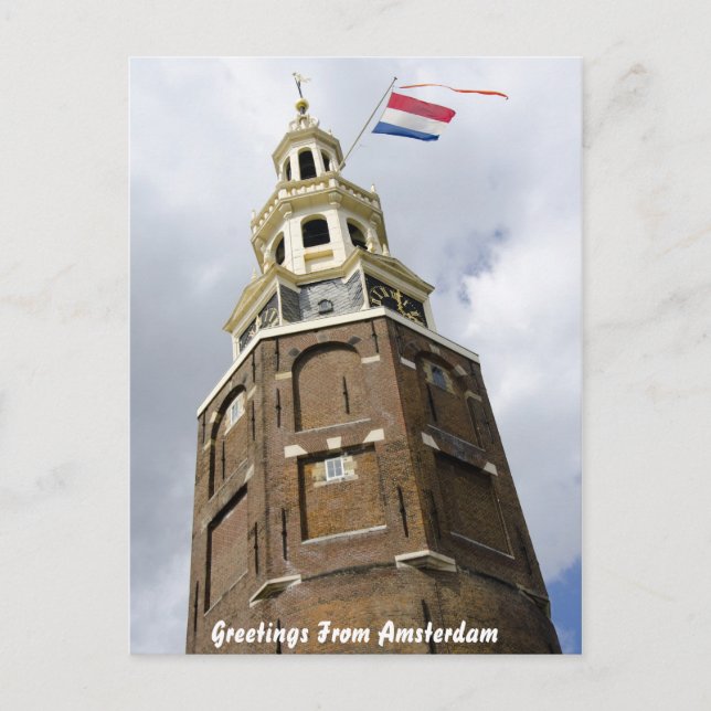 Postal Cartão de saudação da Torre de Amsterdã (Frente)