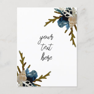 Postal Cartão de saudação de buquê floral marinho folgado