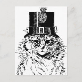 Postal Cartão de Saudação de Gato Steampunk, Gatinho no C