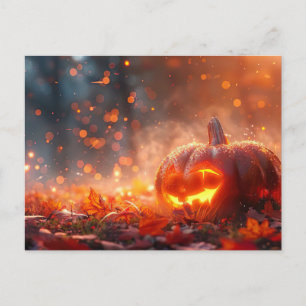 Postal Cartão de saudação de Halloween abóbora sinistra