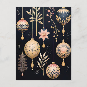 Postal Cartão de Saudação de Natal Festivo Baubles