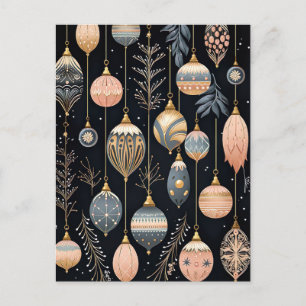 Postal Cartão de Saudação de Natal Festivo Baubles