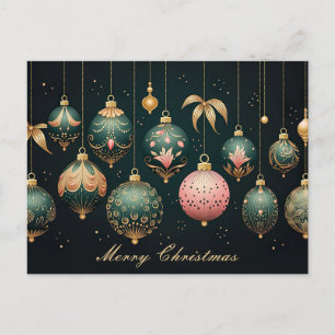Postal Cartão de Saudação de Natal Festivo Baubles