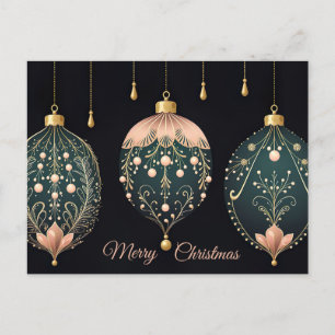 Postal Cartão de Saudação de Natal Festivo Baubles