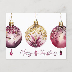 Postal Cartão de Saudação de Natal Festivo Baubles