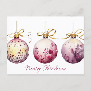 Postal Cartão de Saudação de Natal Festivo Baubles
