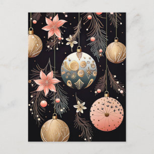 Postal Cartão de Saudação de Natal Festivo Baubles