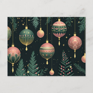Postal Cartão de Saudação de Natal Festivo Baubles