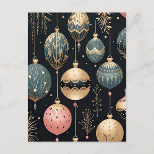 Postal Cartão de Saudação de Natal Festivo Baubles