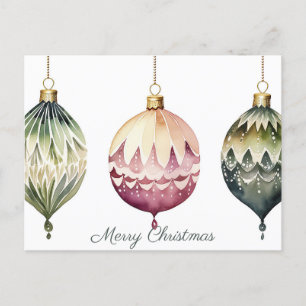 Postal Cartão de Saudação de Natal Festivo Baubles