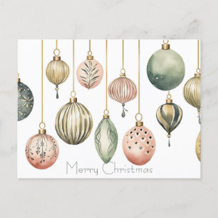 Postal Cartão de Saudação de Natal Festivo Baubles