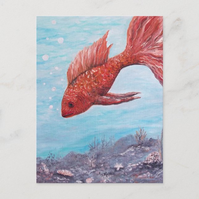 Postal Cartão de saudação de peixe amigável (Frente)