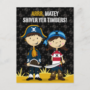Postal Cartão de Saudação de Piratas Bonitas