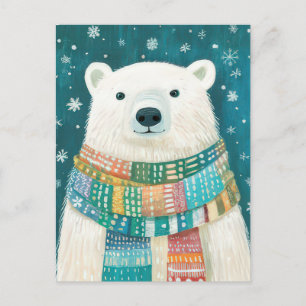 Postal Cartão de Saudação do Urso Polar de Natal Festivo
