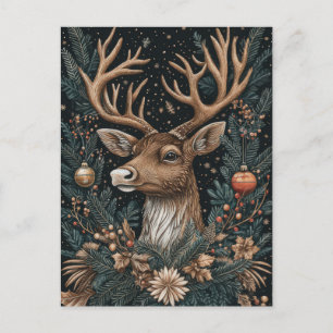 Postal Cartão de Saudação Festivo de Reindet de Natal