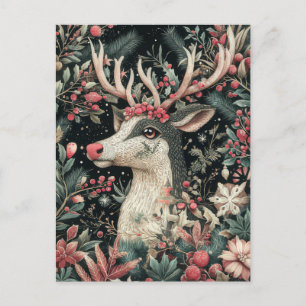 Postal Cartão de Saudação Festivo de Reindet de Natal