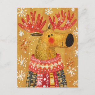 Postal Cartão de Saudação Festivo de Reindet de Natal
