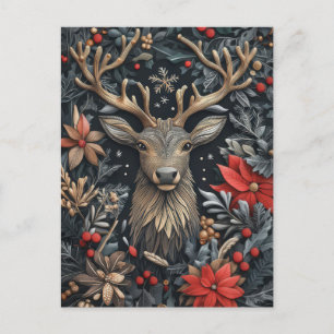 Postal Cartão de Saudação Festivo de Reindet de Natal