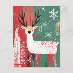 Postal Cartão de Saudação Festivo de Reindet de Natal