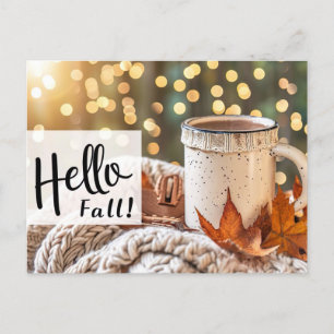 Postal Cartão de saudação Hello Fall com caneca