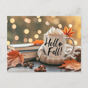 Postal Cartão de saudação Hello Fall com caneca