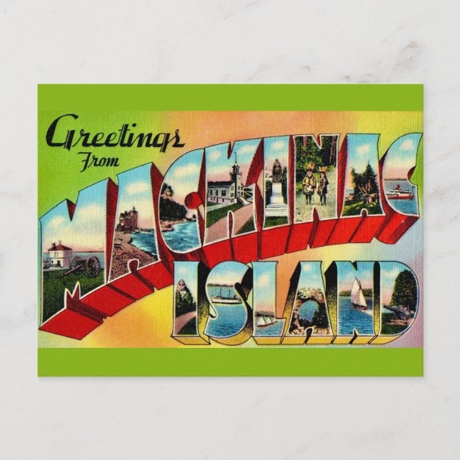 Postal Cartão de Saudações da Ilha Mackinac (Frente)