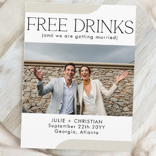 Postal Cartão de Save the Date de Bebidas Grátis Divertid