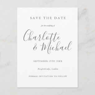 Postal Cartão de Save the Date de Casamento com Assinatur