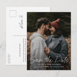 Postal Cartão de Save the Date de Casamento com Foto e Le