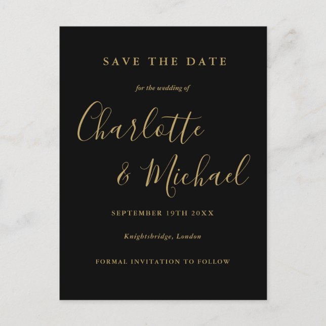 Postal Cartão de Save the Date de casamento com roteiro p (Frente)