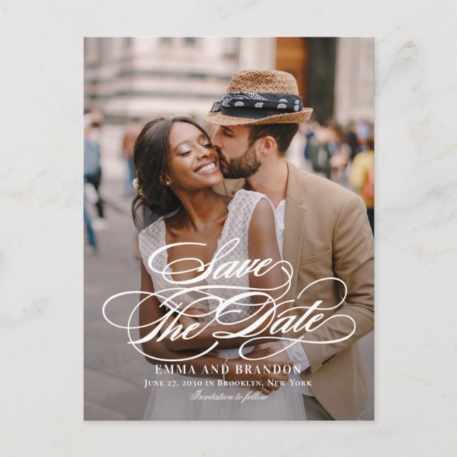 Postal Cartão de Save The Date de Casamento com Roteiro P (Frente)