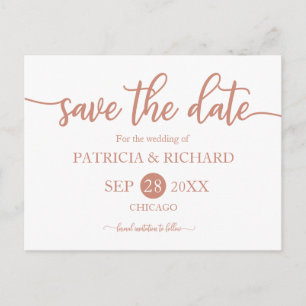 Postal Cartão de Save The Date de Casamento em Caligrafia