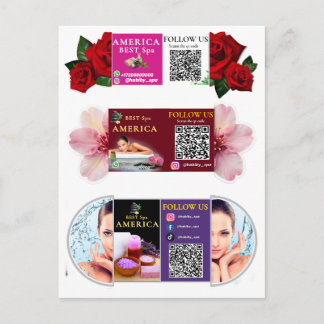 Postal Cartão de Spa de Luxo – Design elegante com r verm