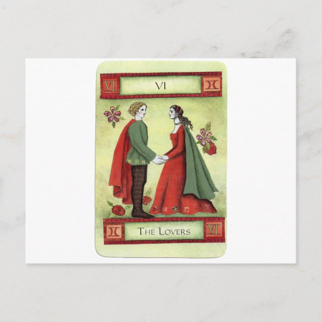 Postal Cartão de tarô "Os Amantes" (Frente)