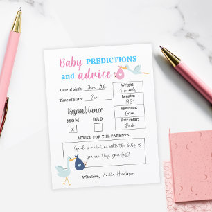 Postal Cartão de Teste para Bebês Azul Cor-de-Rosa