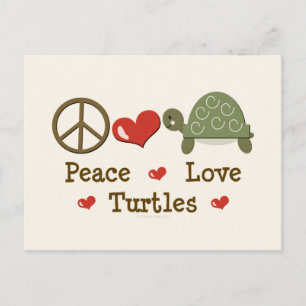 Postal Cartão de Turtles Paz Amor