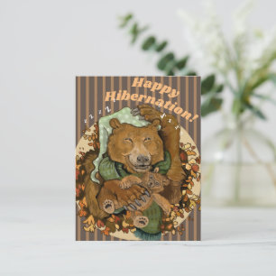 Postal Cartão de Urso Fofo de Hibernação Feliz