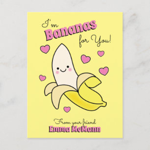 Postal Cartão de Ventilador para Crianças Cute Banana