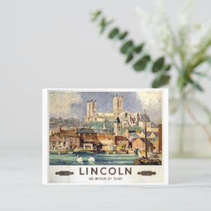 Postal Cartão de viagem vintage da Catedral de Lincoln pe