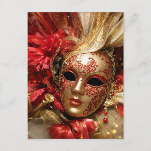 Postal Cartão Decorativo de Máscara de Carnaval de Luxo