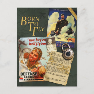 Postal Cartão do álbum de recortes do Flyboy do vintage
