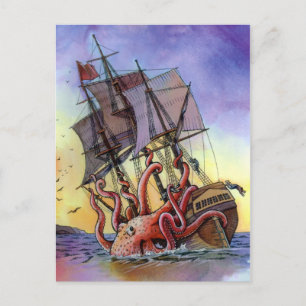 Postal Cartão do ataque de Kraken
