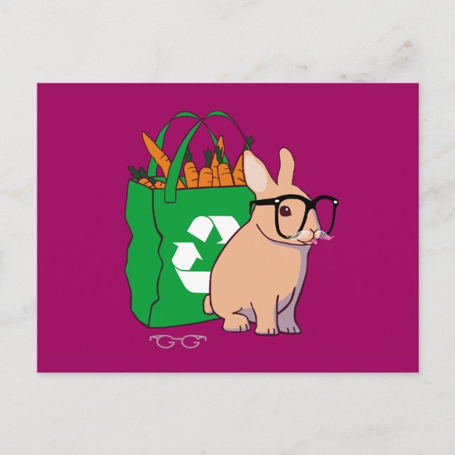 Postal Cartão do coelho do hipster (sem texto) (Frente)