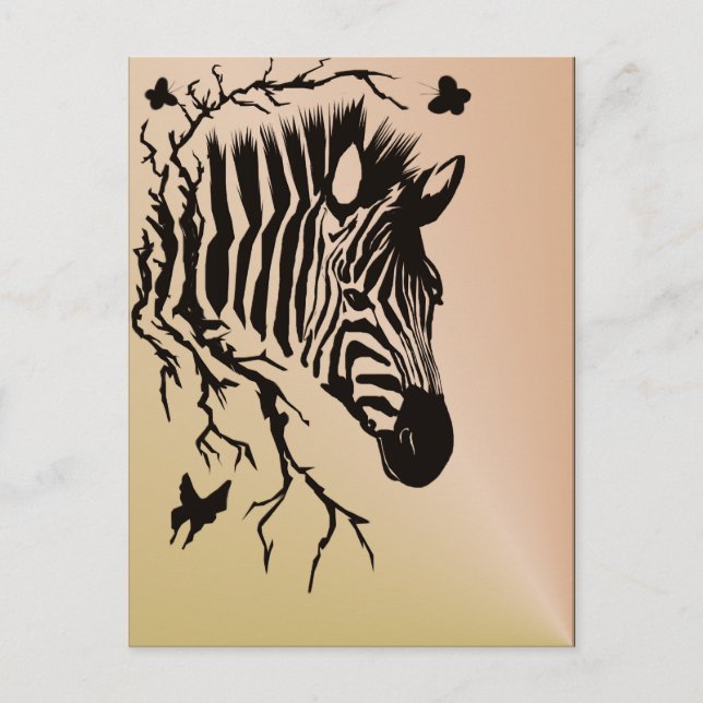 Postal Cartão do design da cabeça da zebra (Frente)