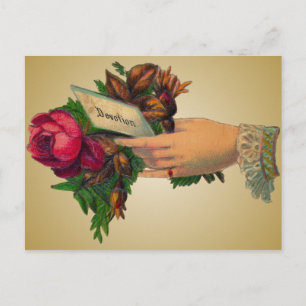 Postal Cartão do Dia das Mães Antigo com Flores Vermelhas