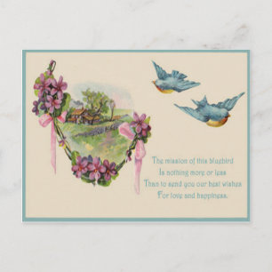 Postal Cartão do Dia das Mães Cottage Vitoriano com Azuli