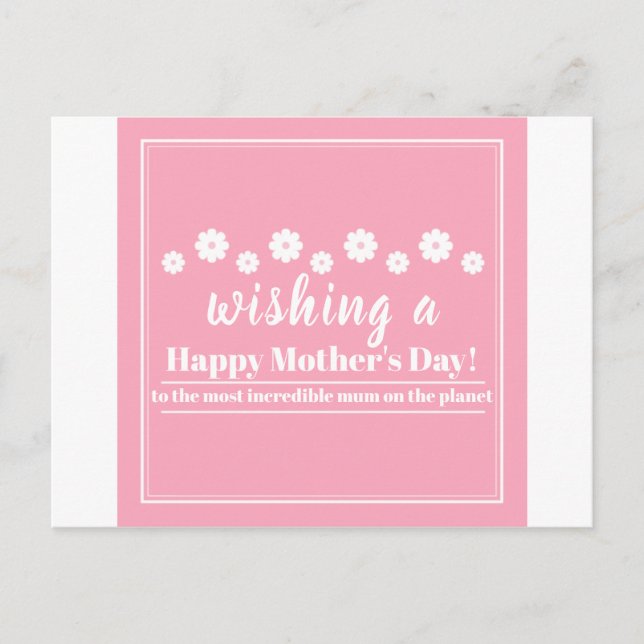 Postal Cartão do Dia das Mães, melhor mãe de todos os tem (Frente)