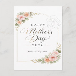 Postal Cartão do Dia das Mães — Moldura Floral "Feliz Dia