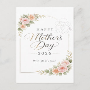 Postal Cartão do Dia das Mães — Moldura Floral "Feliz Dia